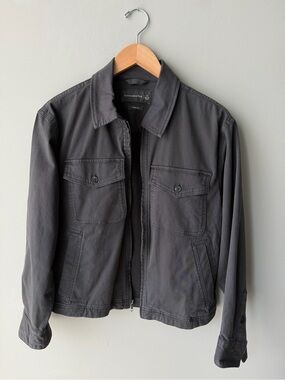 Abercrombie & Fitch Charcoal Zip-Front Shirt Jacket